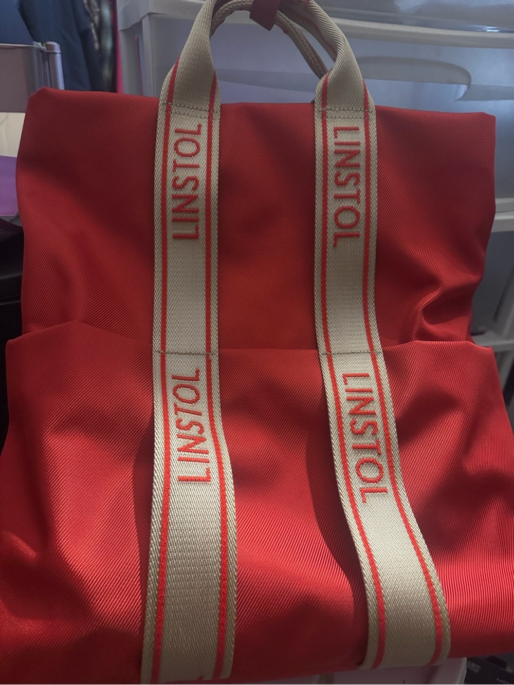 Lindstol Red Canvas backpack Tote Bag with Contrast Straps